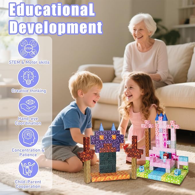 Magnetic Building Blocks 150PCS, STEM Toys Educational Magnet Cubes, Learning Sensory Toys for Kids Ages 3-15, Birthday Gifts for Boys & Girls