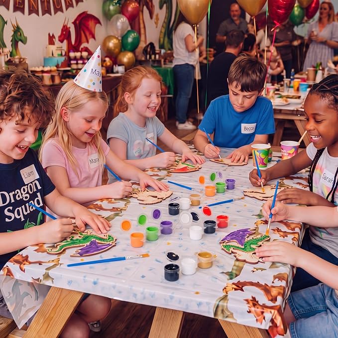 Saypacck 24 Pcs Party Favors Wooden Painting Craft Kits Birthday Party Supplies with Organza Bag for Goodie Bags Fillers Adult Thank You Gifts(Dragon)