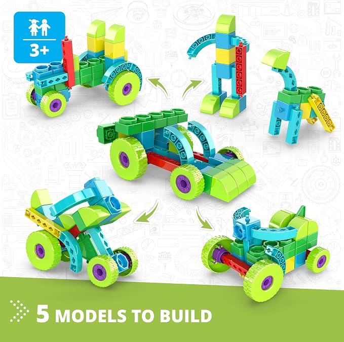 Engino: Qboidz Wildlife Rescue - Toy Vehicle Brick Building Set, 5 Bonus Models, Adventures Board Game, Story & Activity Books, STEM Play Kit, Kids 3+