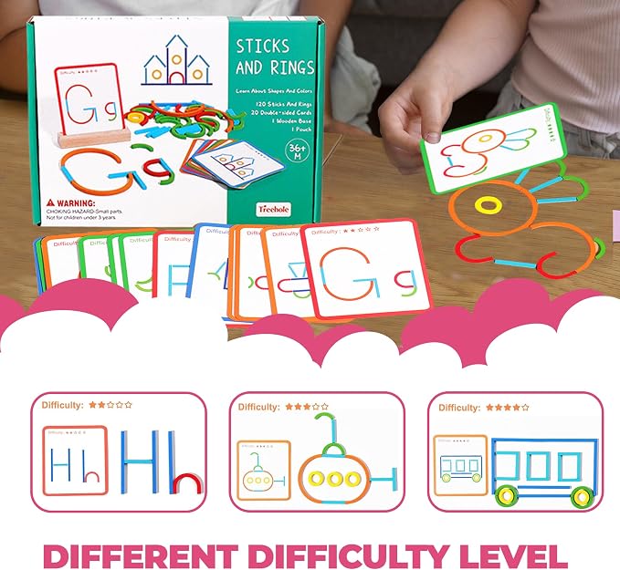 puzgic Stem Kids Toys for Creative Learning Building Educational Resources Kids Toy for Preschool and Kindergarten 3 4 5 6 Years Old Boys and Girls Brain Teaser Smart Sticks Toys
