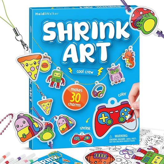 Piano Potato DIY Shrink Art Craft Kit for Kids Ages 6-12 - 30 Pre-Cut Charms & Keychains Making Kit, Mess-Free Creative Activity, Birthday Gift for Boys and Girls 6 7 8 9 10 Years Old