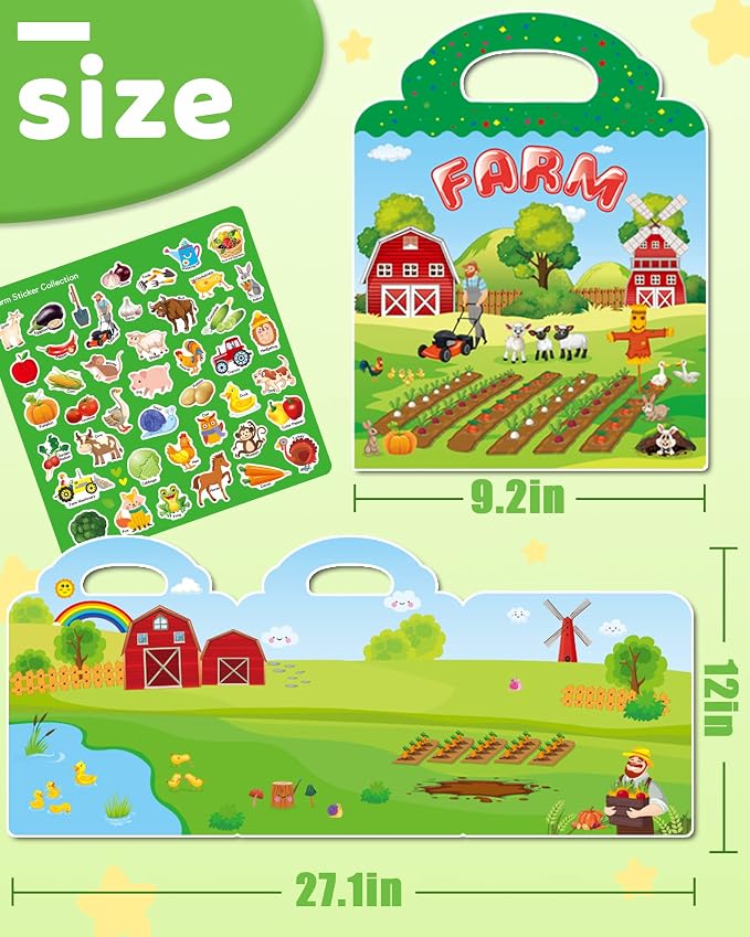 Benresive Reusable Sticker Book for Toddlers, Travel Stickers for Kids | Toddler Travel Activities Toys, Birthday Gifts for Boys & Girls, Airplane Travel & Road Trip Essentials Kids