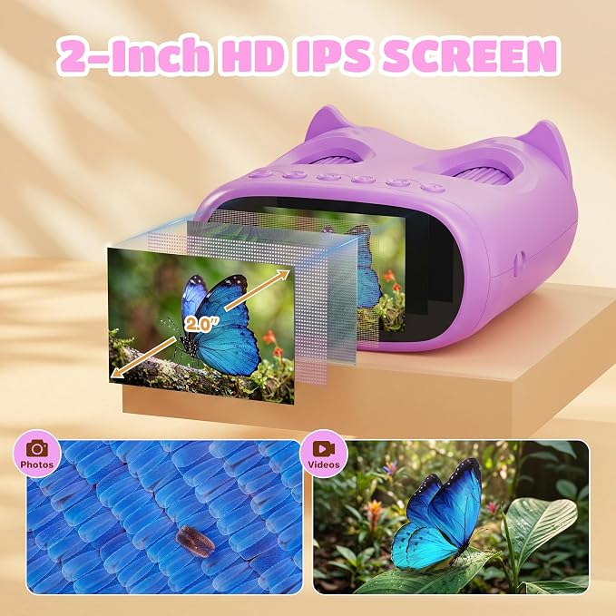 1000X Digital Microscope for Kid Handheld: 2-in-1 Telescope Portable STEM Toy - Birthday Gift for Boy Girl - Science Kits 10X Magnifying Glass for Age 3-8 8-12 USB Gadget Purple