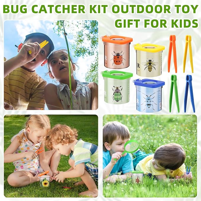 Halloscume 20 Pack Insect Bug Viewer Kit for Kids with Tweezers Explorer Outdoor Set Bug Catcher Containers for Insects Magnifying Insect Box Observation Kit for Science Nature Exploration Collecting