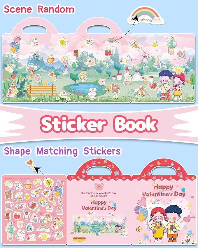 Benresive Reusable Sticker Book for Toddlers, Travel Stickers for Kids | Toddler Travel Activities Toys, Birthday Gifts for Boys & Girls, Airplane Travel & Road Trip Essentials Kids