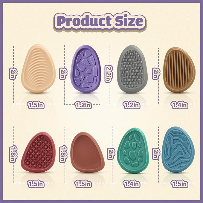 Fidget Toys Adults Sensory Stone: 8 Pack Texture Worry Stone for Kids Calming - Sensory Autism Toys for Stress Relief - Quiet Small Fidgets for Classroom Prizes