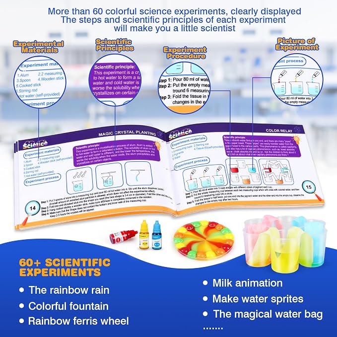 Science Kit for Kids,80 Science Lab Experiments,Scientist Role Play | STEM Educational Learning Scientific Tools,Birthday Gifts and Toys for 6 7 8 9 Years Old Boys Girls Kids
