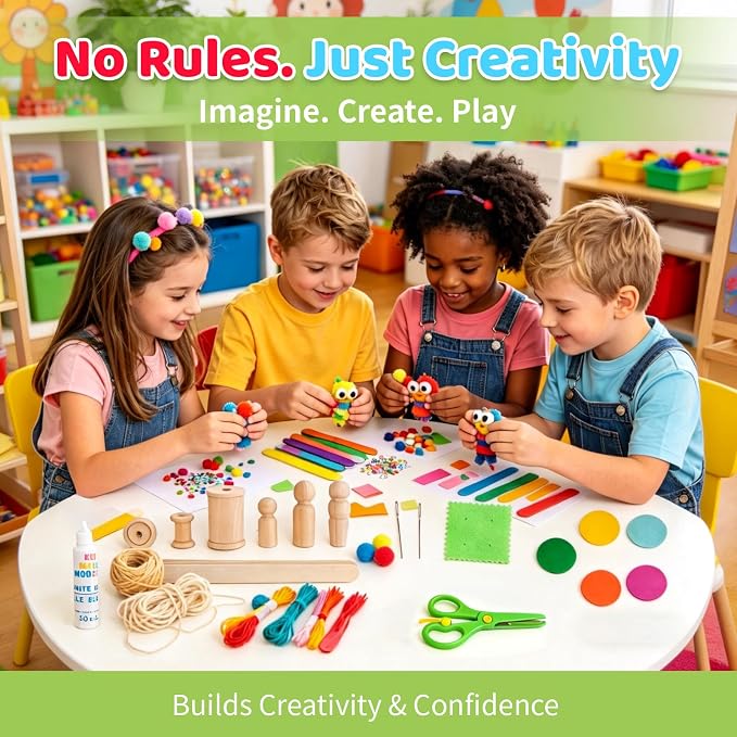 Kid Made Modern Arts and Craft Kit – A DIY 3.8 Pounds of Hobby Craft Supplies & Materials Box for Creative Art Projects for Kids Age 4 5 6 7 8 9 10 11 & 12 Year Old Girls & Boys