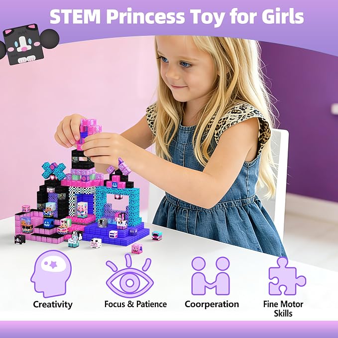 GobiDex 200PCS Magnetic Building Blocks Band Stage with Figures for Girl 3+ | Birthday Gift, STEM Sensory, Creative Play, Compatible, 0.8-inch, Safe & Durable, With Storage Box, 200PCS, Classroom Fun