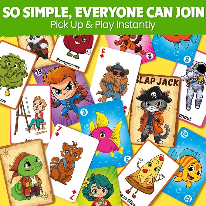QUOKKA Card Games for Kids Ages 4–8, 6 Pack, Crazy 8, Go Fish, Old Maid, War, Slap Jack, Memory Match – Fun Family Games Playing Cards for Kids, Easy to Learn, Educational & Travel-Friendly Gift