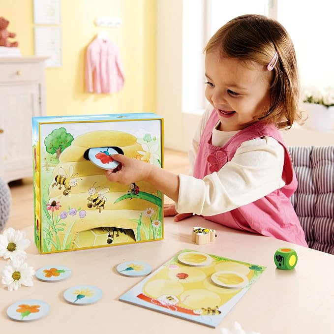 HABA My Very First Games Hanna Honeybee - 2 Cooperative Color Die Games Ages 2+ (Made in Germany)