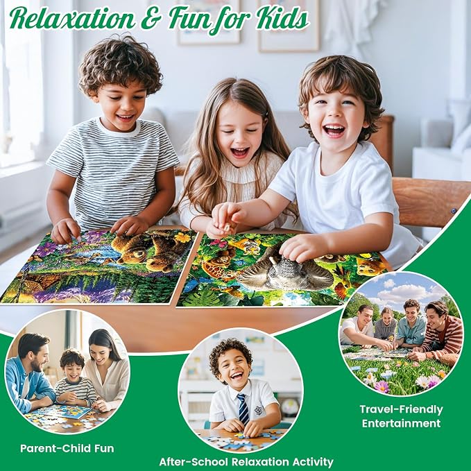 4-Pack 100 Piece Puzzles for Kids Ages 6-8 8-10 - Large Piece Puzzles for Adults Seniors Kids, Dogs Cats Bears Animals Jigsaw Puzzles for Kids Ages 4-6,Learning Educational Toys Gifts for Boys Girls