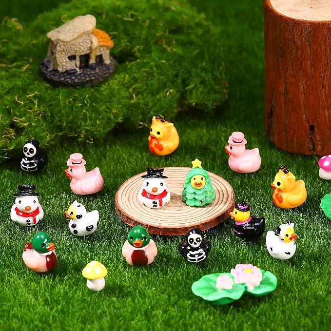 40 Pack Mini Resin Ducks Bulk, Novelty Tiny Duck Dress Up to Hide | Mallard, Cow, Giraffe, Holiday Theme, Unique Little Ducks Party Favor for Halloween, Christmas, Birthday(8 Styles)