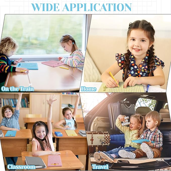 Yexiya 3 Pcs Magnetic Drawing Board for Kids, Toddler Travel Drawing Kit Magnet Sketch Thread Board with Stylus Pen and Beads Toy for Child Quiet Time Activities (7 x 8.5 Inches,Multicolor 4)