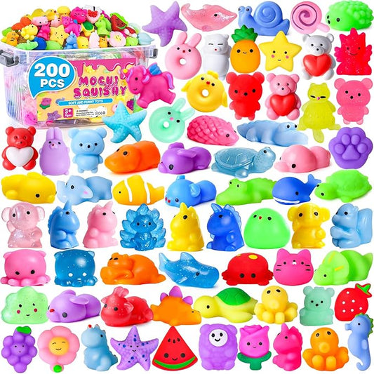 VISCOO 200 Pack Squishy Toys, Mochi Squishy Bulk, Kawaii Squishies for Kids | Stress Relief Sensory Toys, Treasure Box Toys for Classroom Prizes, Easter Basket Stuffers,Goodie Bags Fillers Party Favors