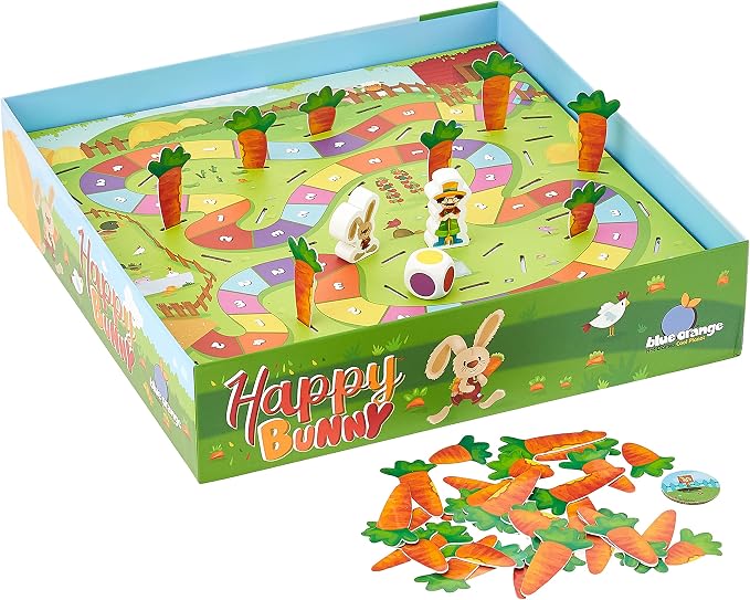 Blue Orange Tabletop Board Game, Cooperative, for Kids and Family Fun, Help The Bunny Find The Carrots, Ages 3+, Happy Bunny Games