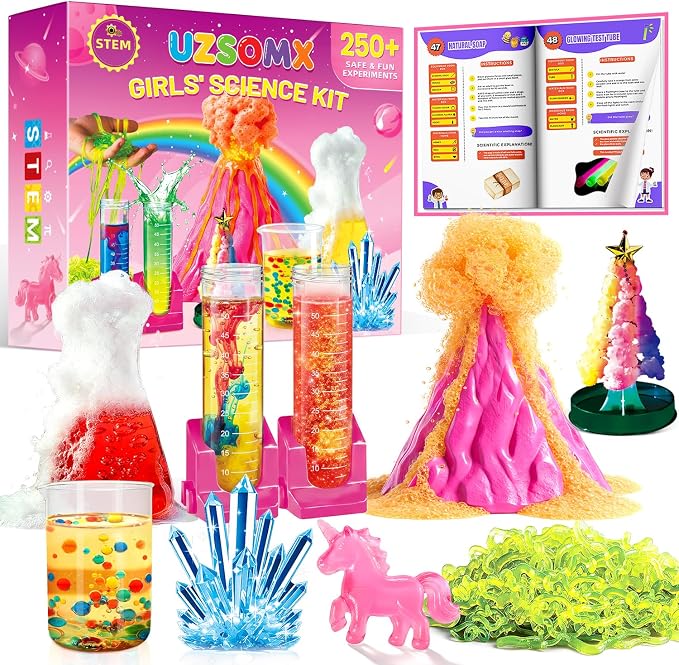Girls Science Kit for Kids 250+Science Experiments Stem Toy Learning | Science Experiments, Stem Toy Learning, Educational , Chemistry Set, Crystal Growing, Volcano Science Kit for Kids 8t-12t