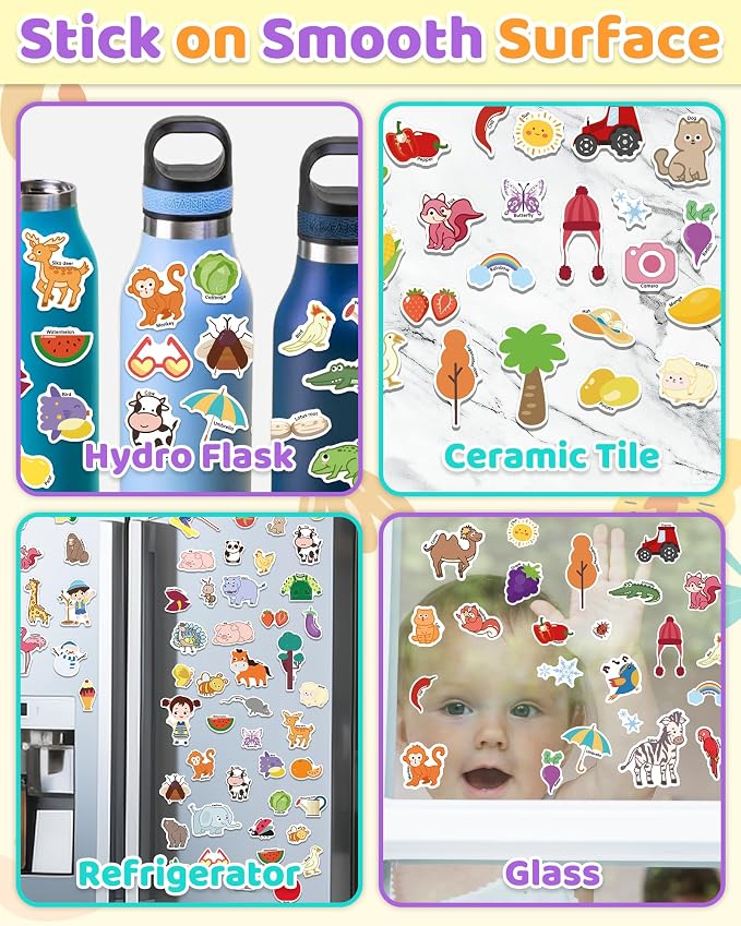 Benresive Reusable Sticker Book for Toddlers, Stickers for Kids, Travel Toy | Toddler Toys, Boys Girls Birthday Gifts, Airplane & Road Trip Essentials Kids, No Mess Waterproof Toddler Crafts Activities