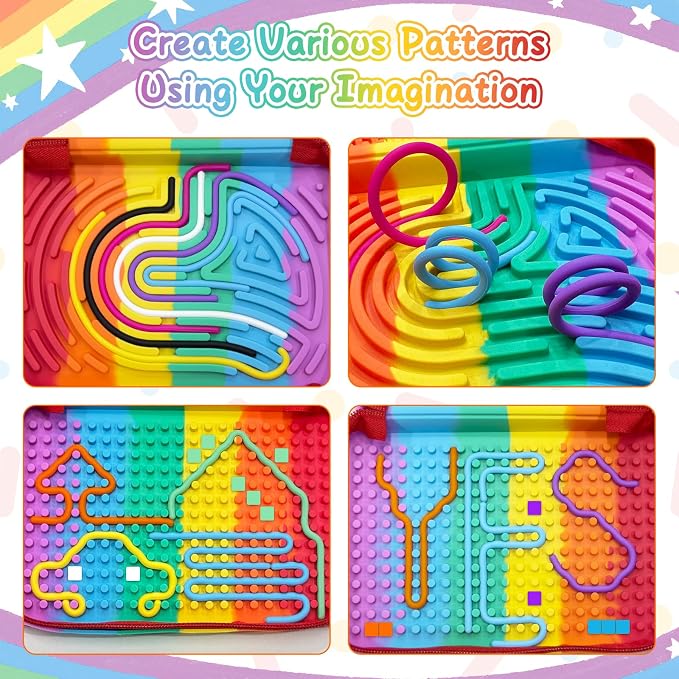 Sensory Activity Board for Kids, Silicone Travel Fidget Toy | Zipper Travel Bag | Kids 3+ & Adults | Easy to Store | Anxiety, ADHD & Autism | Silent | Fine Motor Skills Development