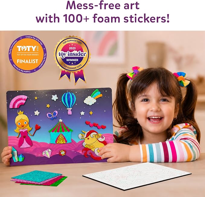 Skillmatics Foil Fun Unicorns & Princesses, Foil Art & Craft, Gift for Kids | Travel Toys, 100+ Stickers, Fine Motor Skills, DIY Mess-Free Art, Screen-Free, Gifts for Kids Ages 4, 5, 6, 7, 8, 9