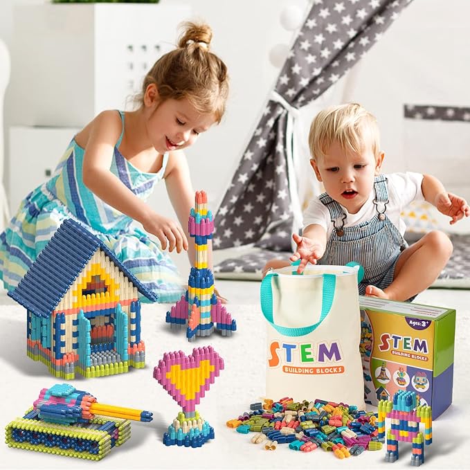 Tigerhu 1120pcs Building Blocks Set,Educational STEM Building Toy | Construction Block Toys Set Learning Playset Kit for Boys Girls, Child Brain Development Preschool Kindergarten Toy Age 3+