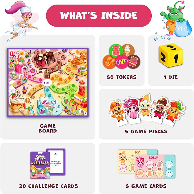 Candy Factory Board Game for Kids 4-6 Year Old & Family, No Reading Needed | Fun beginner-friendly adventure in the land of candy, candy-themed educational toy for family game night & classroom