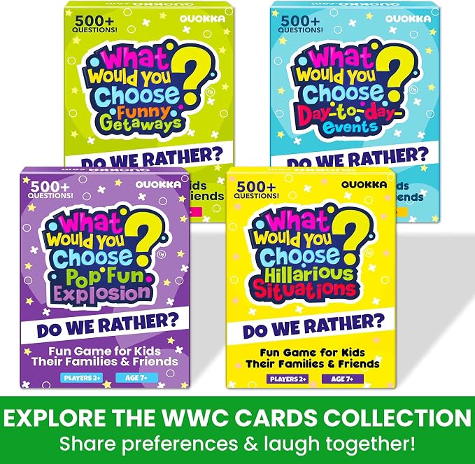 QUOKKA Card Game for Teens, Kids & Adults – 500+ Hilarious Situations | What Would You Choose Challenge | Family & Party for Game Nights, Friends, Travel & Sleepovers, Age 7+