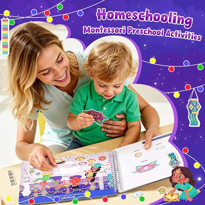 JoyCat Holiday Busy Book for Toddlers Ages 3-5, English | 15 holidays including Easter, Diwali and Thanksgiving encourage creativity and preschool skills at home or during travel