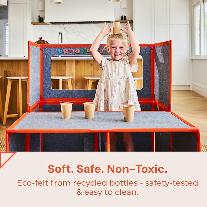 Superspace Giant Magnetic Fort Building Panels - The Big Set, Charcoal, 24 Panels, Life-Size Magnetic Tiles Kids, Build Forts Castles Rockets, STEM Toy Ages 3-10+, Eco-Felt, Indoor & Outdoor