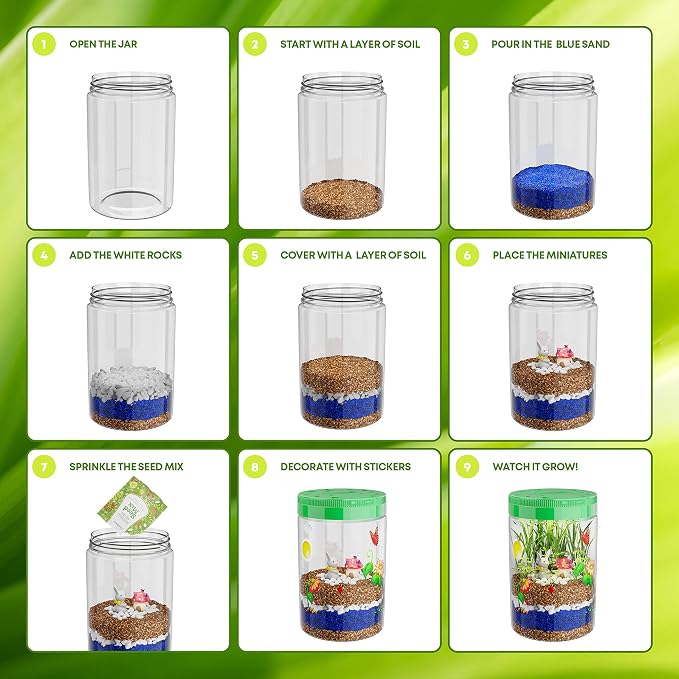 Light-Up Terrarium Kit for Kids - STEM Science Kit - Educational DIY Toy | Birthday Gift for Boys & Girls - Craft Project Idea for Ages 6 7 8 9 10 11 12 Year Old - Craft for Boys