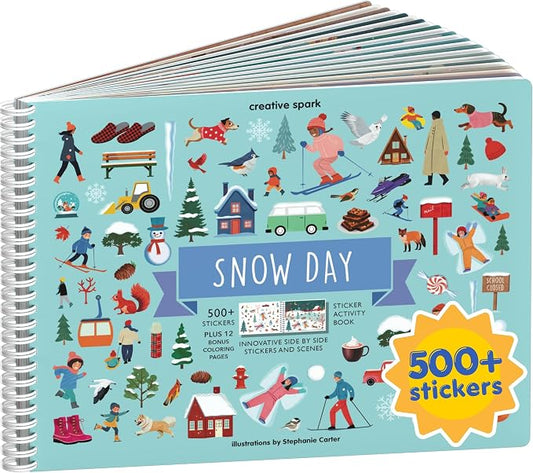Cupkin Snow Day Coloring & Sticker Activity Book | 500+ Stickers | Spiral-bound kids craft format with 12 scenes, 12 art pages, side-by-side viewing, and an easy-peel design for ages 2–8