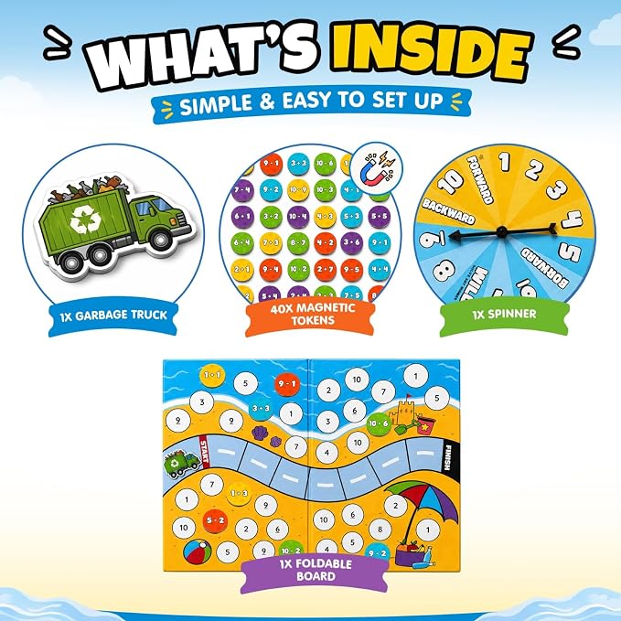 Number Dash Math Games for Kids 5-7, 1st Grade & Kindergarten Board Game | Addition and subtraction Cooperative game, homeschool &, classroom learning, STEM toy for 5+ year old
