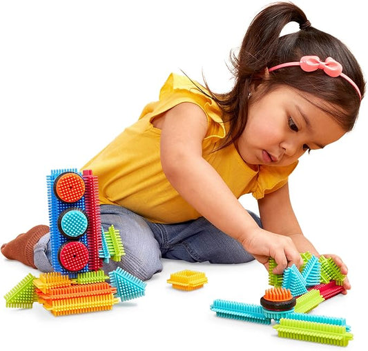 Battat Bristle Blocks Basic Builder Box, Interlocking Building Toys | 36-piece Bristle Blocks playset with functional wheels, soft edges, smooth surfaces, easy-connect bristles, 2+ Years