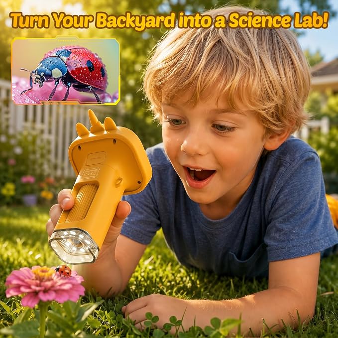 Portable Handheld Digital Microscope for Kids with 2.4" Display | Mini Digital Kids Microscope Kit, 1000X Magnification, Pocket Educational Science Toy, Outdoor Gifts for Ages 3-12