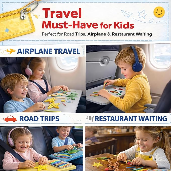 800PCS Wiky Sticks for Kids – Travel Toys for Road Trips | Mess-Free Sensory Wax Yarn Sticks for Toddlers, Car & Airplane, Fun Activities, Summer & Camping Non-Toxic Crafts, Ages 3+