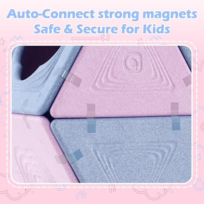 Asweets 18-Piece Magnetic Fort Building Kit, Lightweight Panels with Built-in Magnets, Giant Modular Playhouse Panels for 3+ Kids