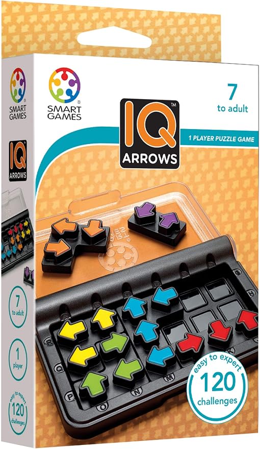 SmartGames IQ Arrows | Boost Planning and Problem Solving Skills | 120 Challenges from Easy to Expert | Great for Ages 7 - Adult | A Fun Travel Game in a Portable Case