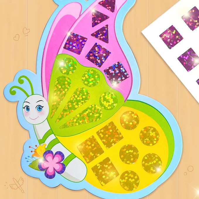 Imagimake Mirror Mosaic - Butterfly & Peacock, 5 Templates, 450+ Stickers | Mess-Free Craft Activity, Screen-Free Creative Art Kit for Kids, Birthday Gift for Boys & Girls Ages 3,4,5,6,7 Years Old