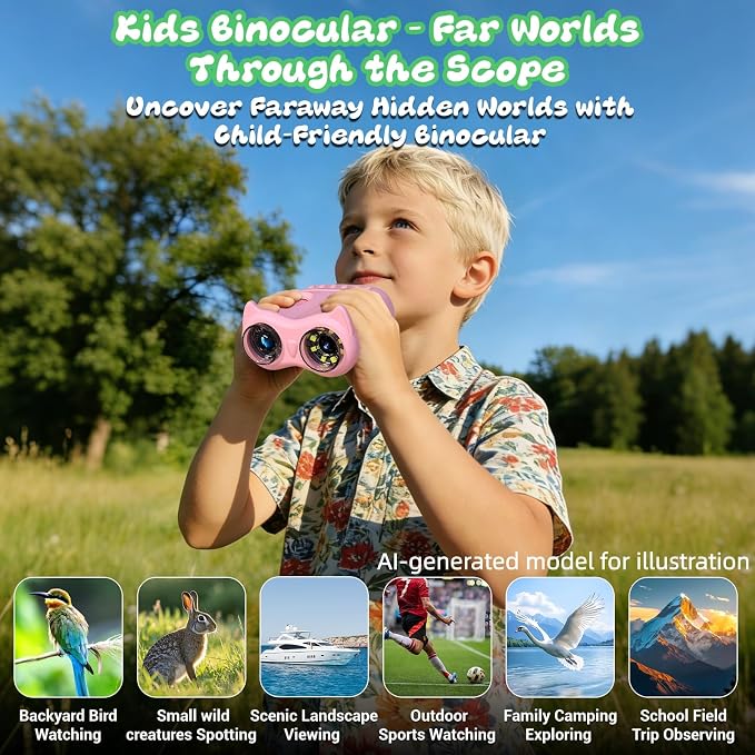 2.0" Pocket Kids Microscope, 2 in 1 1000X Handheld Digital Microscope & 10X Telescope for Kids - Science Kits STEM Toys - Gifts for Girls Boys Ages 3 4 5 6 7 8 9 10 11 12（Pink）