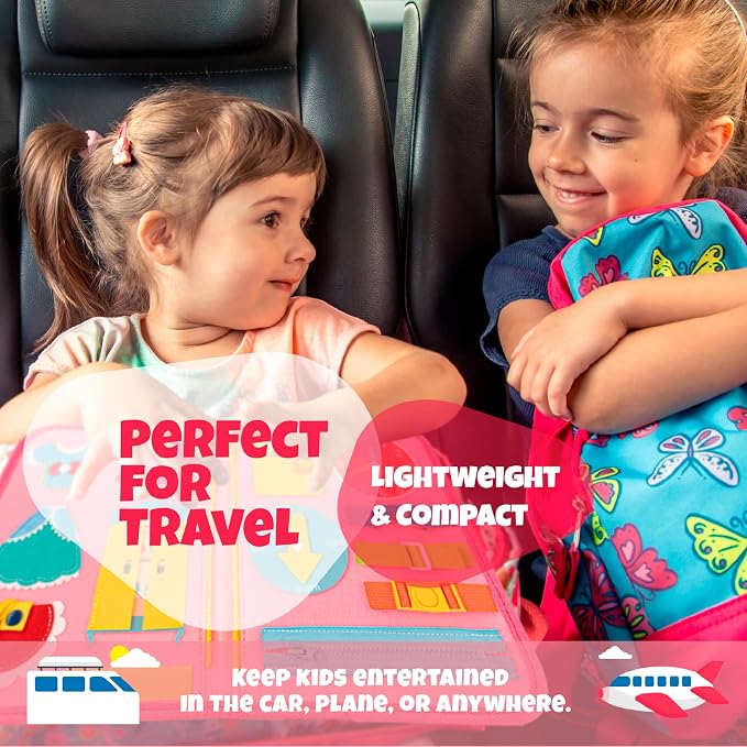 Ibenji Montessori Busy Book for Kids Ages 3+ Sensory Learning Toy with Zippers, Buckles, Letters, Numbers & Puzzles – Travel Quiet Book for Airplane & Car