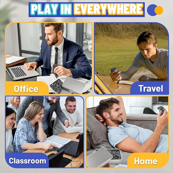Chilvil Fidget Toys for Teen Boys Adult, 500pc Metal Cool Gadgets Gift Quiet Office Desk Sensory Stress Fidgets Beads Stones Toy Anxiety Relief Items for Teen Girls ADHD Autism Autistic Ferrite Putty