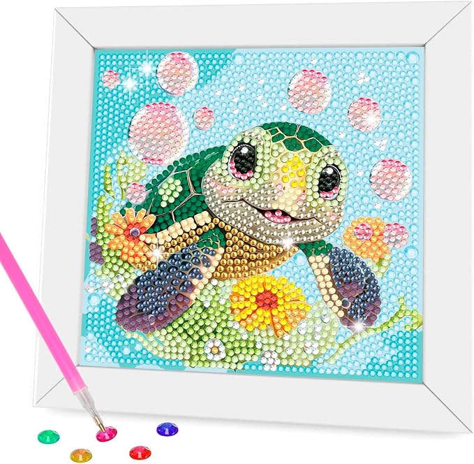 Nardoll Diamond Art Kits for Kids - Arts and Crafts for Kids Ages 4-8-12 - Dimond Art Painting with Wooden Frame - GEM Art for Girls Gifts Boys Adults Beginners Home Wall Decor(7x7inch)