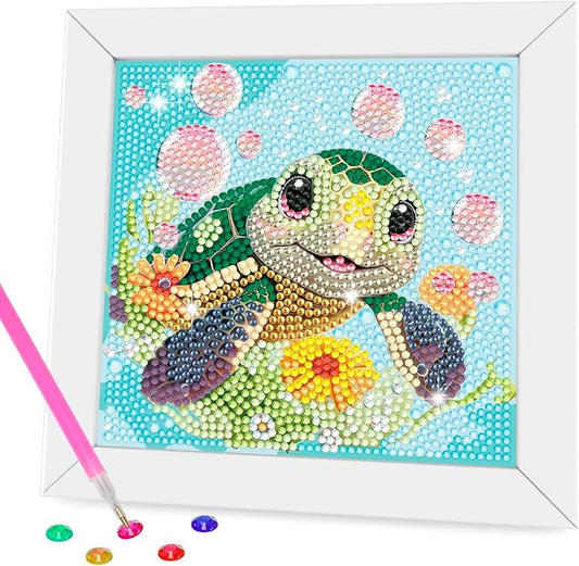 Nardoll Diamond Art Kits for Kids - Arts and Crafts for Kids Ages 4-8-12 - Dimond Art Painting with Wooden Frame - GEM Art for Girls Gifts Boys Adults Beginners Home Wall Decor(7x7inch)