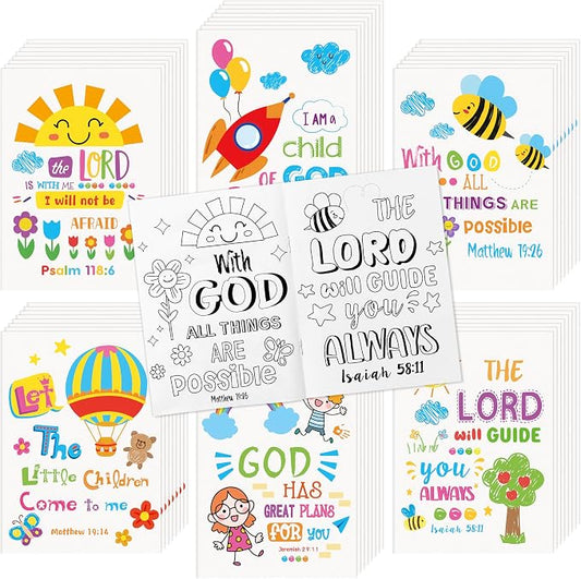 Dvbonike 48Pcs Religious Coloring Books Bible Verses DIY Color-in Pages | Drawing Booklet Bulk, Christian Theme Artwork, Holiday Activity, Sunday School Supplies, Classroom Reward, Party Favor, Gift