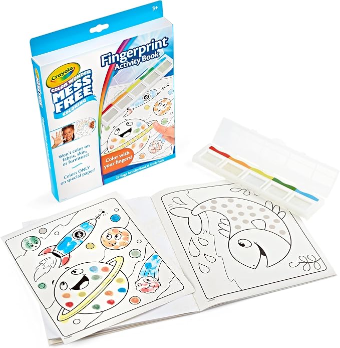 Crayola Color Wonder Mess Free Fingerprint Activity Book, Easter Basket Stuffers for Toddlers, Finger Painting Alternative, Gift for Kids Ages 3+ (Pack of 6)
