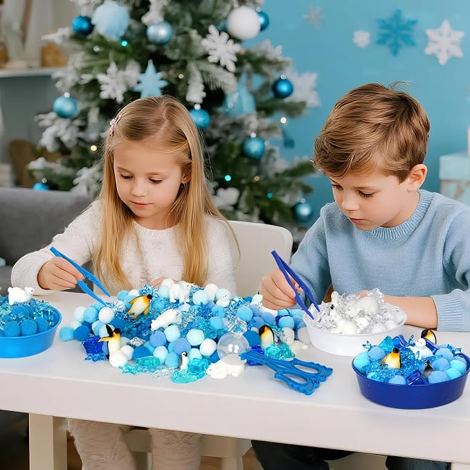 182 Pcs Arctic Animals Sensory Bin Items Winter Arctic Animals Counting Sorting Sensory Bin Filler Fine Motor Arctic Habitat Counts for Easter Day Spring Summer Counting Decor