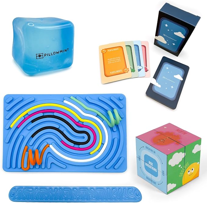 The Calm Kit by Pillowmint – Calm Down Corner Must-Haves with 52 Mindfulness Activity Cards & Sensory Tools for Emotional Regulation | Classrooms, Counseling & Home
