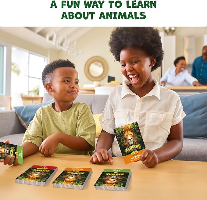 Guess the Animal Game for Kids & Family, Fun Guess in 5 Clues Learning Toy | Animal guessing card game for kids & adults, animal trivia board game, animal trading cards, home, school, travel, classroom