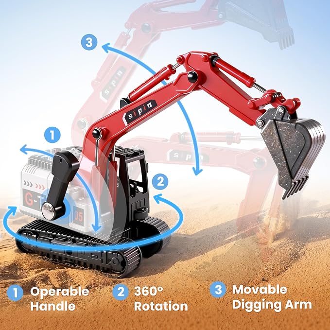 iPlay, iLearn Kids Construction Toy Trucks, Excavator Toy for Boy Age 3-5 | Toddler Construction Vehicle W/ Bulldozer Dump Truck, 3PCS Friction Car Sandbox Outdoor Play Birthday Gift 3 4 5 6 7 Year Old