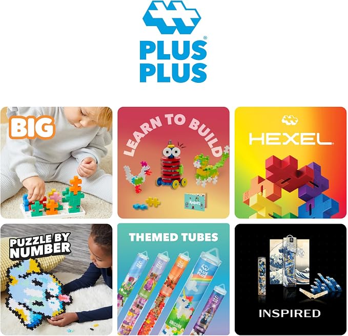 PLUS PLUS 240 Piece Neon Mix - Mini Waffle Blocks, Classroom Must Haves | STEM Toys, Sensory Bin Fillers, Occupational Therapy Tools, Gifts for Boys & Girls, Christmas Stocking Stuffers for Kids